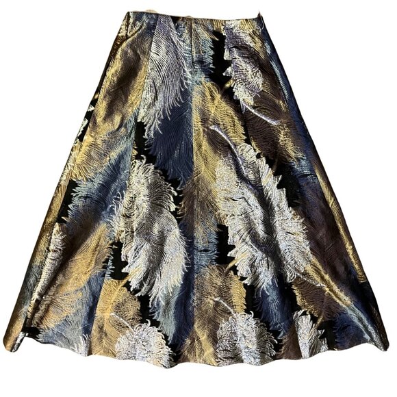 Teri Jon Rickie Freeman Feather Jacquard Full Length Gown Used Formal 4 - Picture 12 of 16